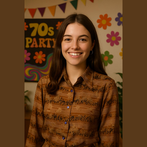 Unisex Vintage 70s Brown Floral Striped Shirt